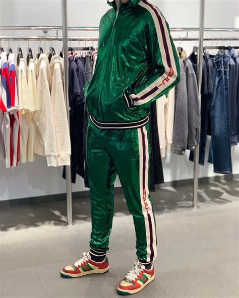 green gucci track suit|gucci tracksuit first copy.